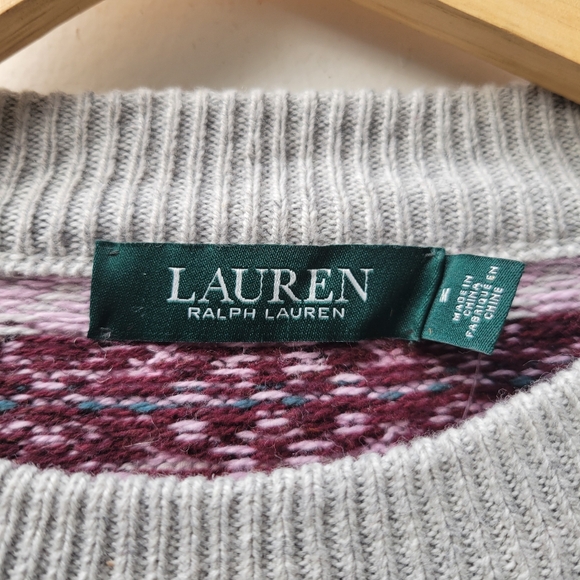 Lauren Ralph Lauren Womens Sweater Fair Isle Stripe Oversized Crew - Picture 5 of 9